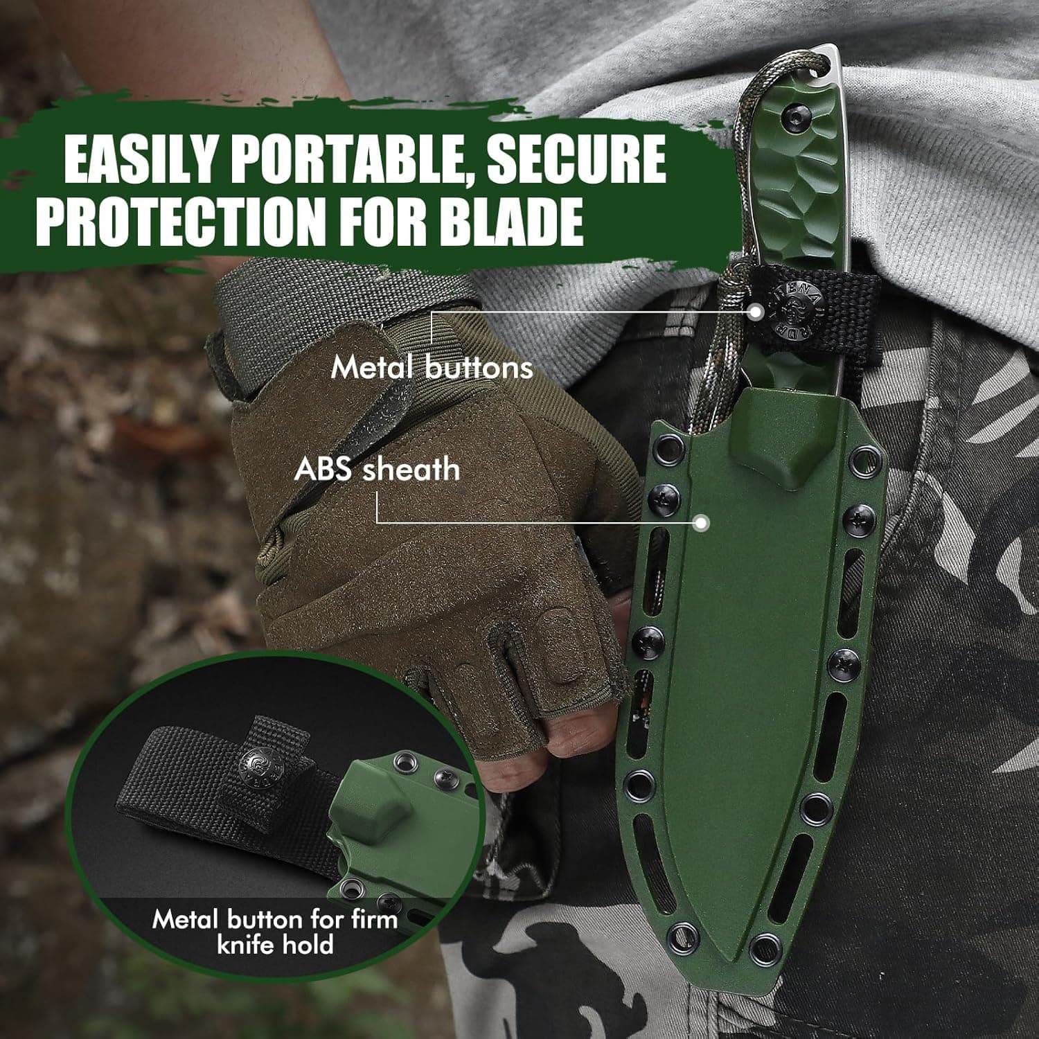 Cuchillo bushcraft en su funda