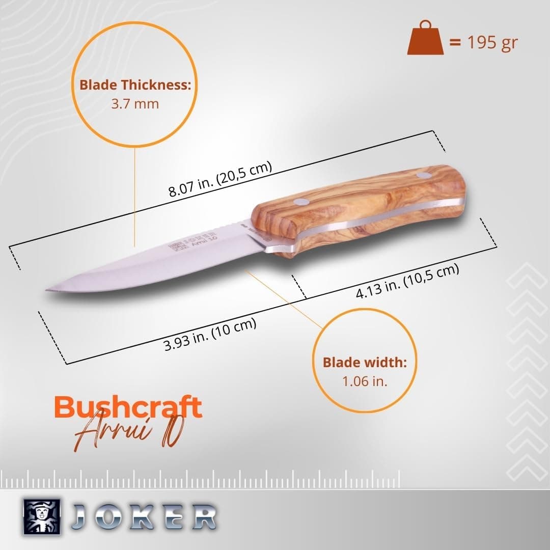 Cuchillo Yoker Bushcraft y sus medidas.